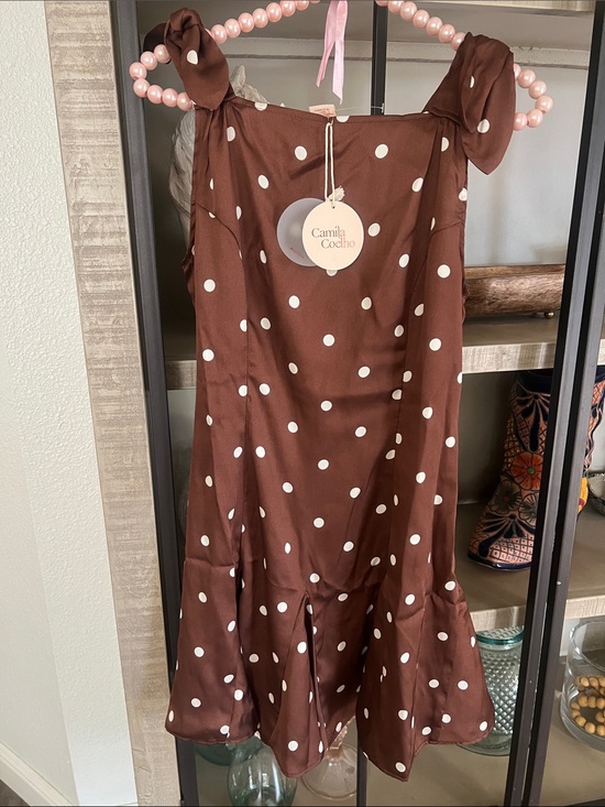 Camila Coelho Dresses & Skirts - Camila Coelho brown Polka Dot Tie-Shoulder Mini Dress